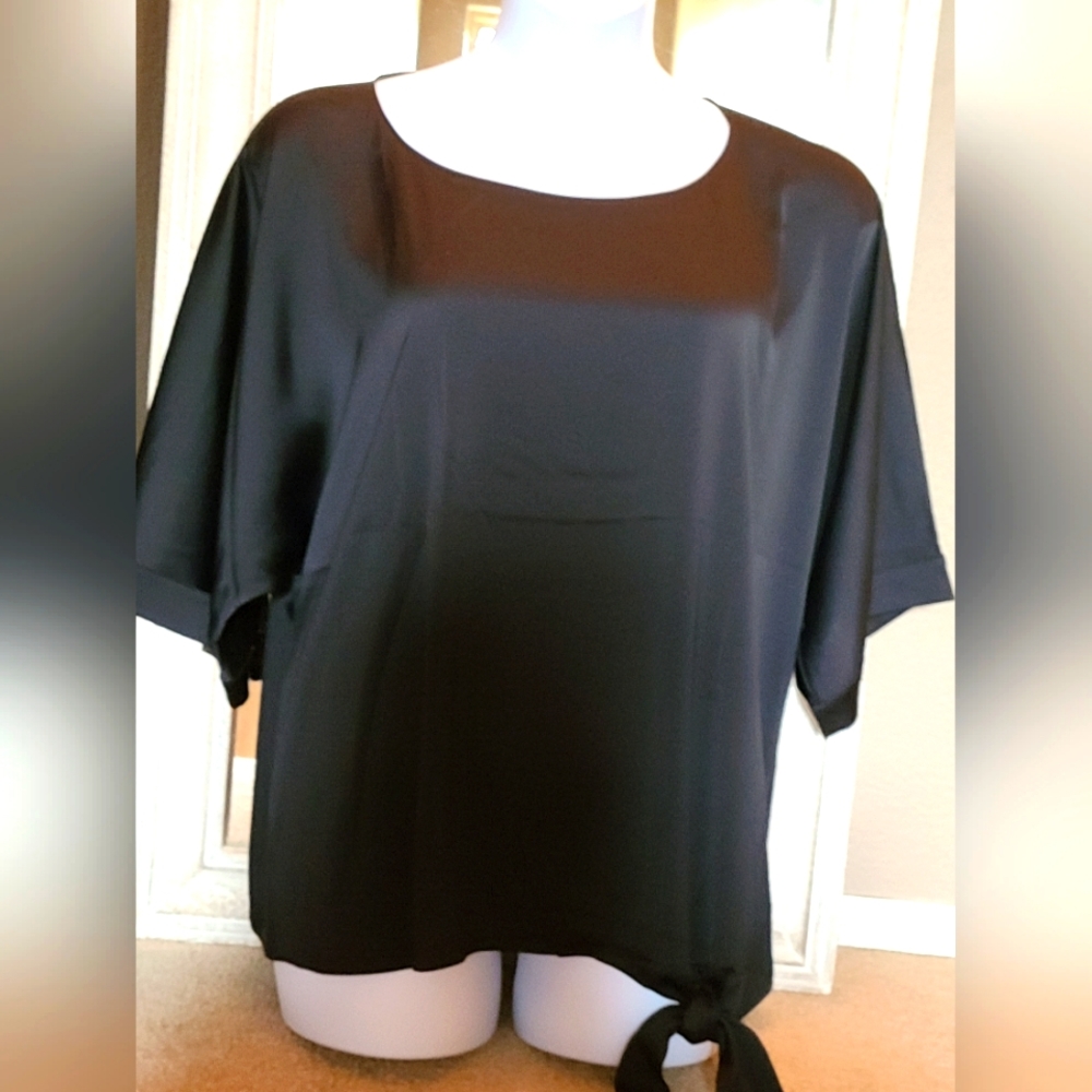 CHICO'S  satin finish, tie-front blousson, XL